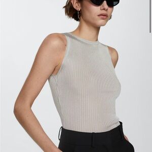 Mango Metallic Knit Top NWT M